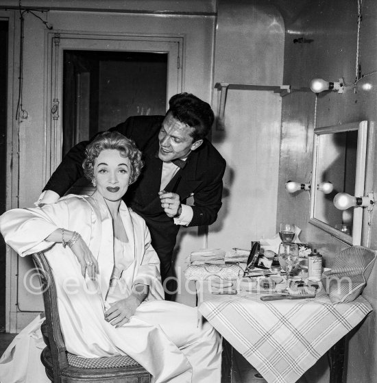 Marlene Dietrich and her personal hairdresser René. Monte Carlo 1956. - Photo by Edward Quinn