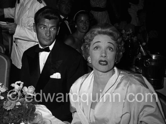 Marlene Dietrich after the show for the Polio Gala night at the Sporting d’Eté. with Jean Marais. Monte Carlo 1954. - Photo by Edward Quinn