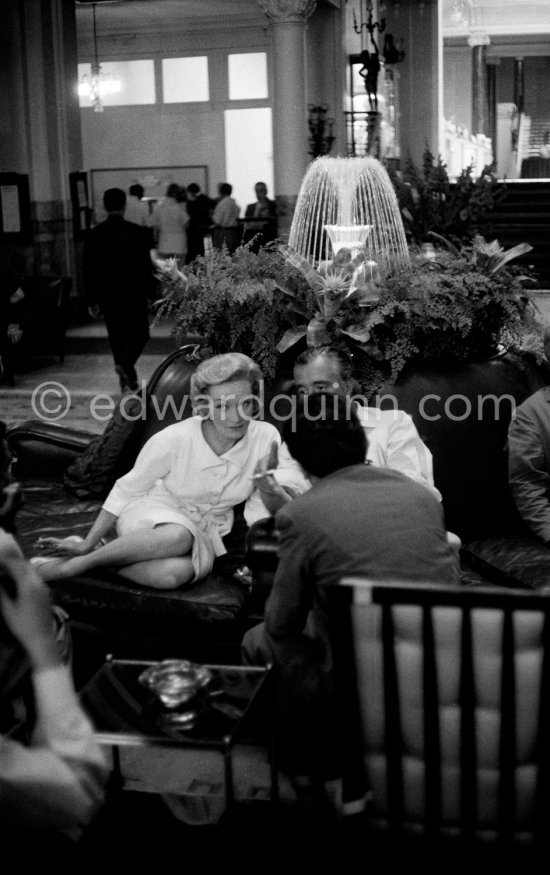 Marlene Dietrich and Vittorio de Sica  in the lobby of the Hotel de Paris in Monte Carlo 1956. - Photo by Edward Quinn