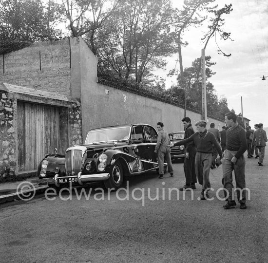 The Daimler of Sir Bernard Docker (Daimler car boss) and Lady Norah, Monaco 1954. Built by Hooper & Co. as a Sedanca de ville, exhibited by the coachbuilders at the London Earls Court Motor Show in 1950. - Photo by Edward Quinn