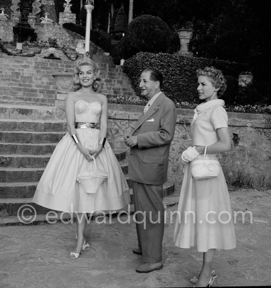 Jean-Gabriel Domergue and Belinda Lee (left) at Villa Domergue, Cannes 1956. - Photo by Edward Quinn