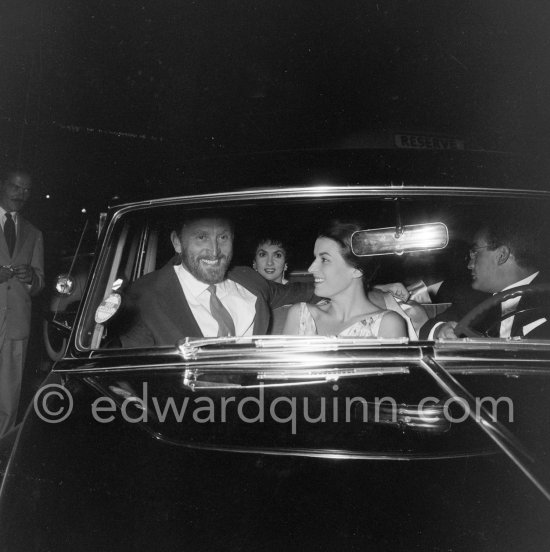 Kirk Douglas, Gina Lollobrigida and Silvana Mangano, all obviously in excellent mood. Monte Carlo 1955. Car: 1952 Cadillac Series 60 Special Fleetwood - Photo by Edward Quinn