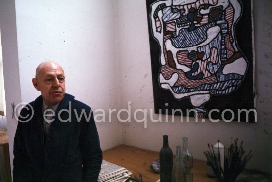 Jean Dubuffet at his studio, Vence 1966. - Photo by Edward Quinn