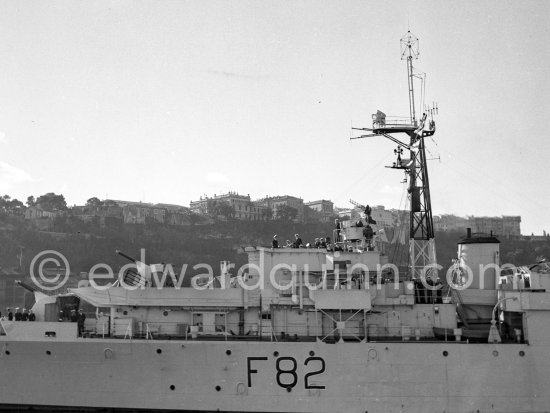 HMS Magpie. The ship was the only vessel commanded by Lieutenant-Commander the Duke of Edinburgh, who took command on 2 September 1950, when he was 29. Here it is on an official 5-days visit with the Royal Fleet to Monte Carlo, Feb. 1951 - Photo by Edward Quinn