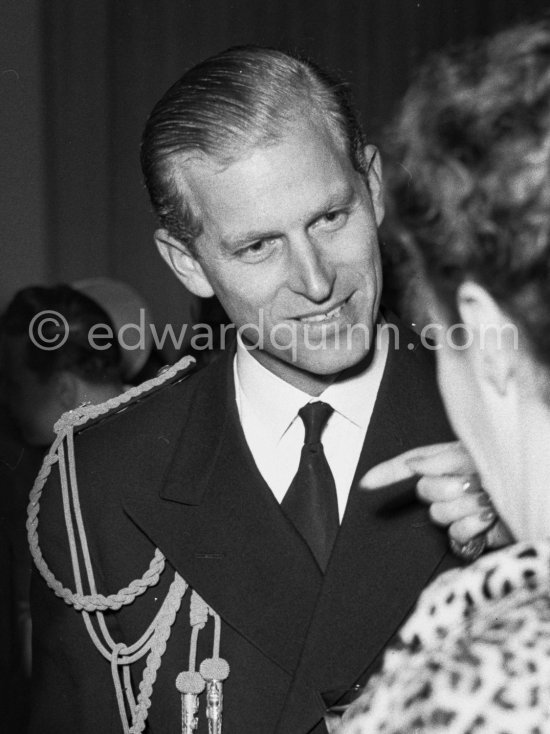 Cocktail Party at Hotel Metropole. The Duke of Edinburgh, Prince Philip, on an official 5-days visit with the Royal Fleet to Monte Carlo, Feb. 1951. - Photo by Edward Quinn