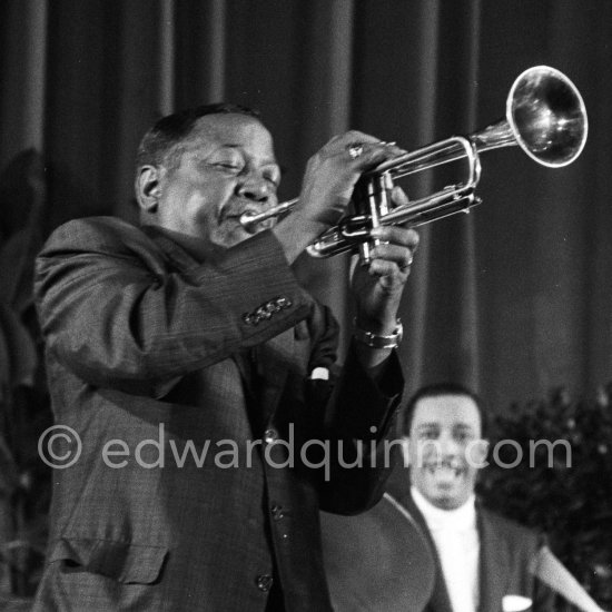 Roy Eldridge and J.C. Heard (drums). Festival du Jazz, Cannes 1958. - Photo by Edward Quinn