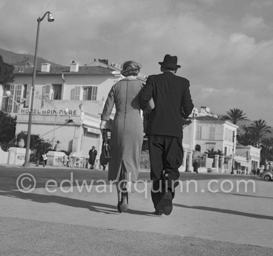 Nobel prize winning poet T.S. Eliot and his wife Valerie, newly married. Hotel du Pin Doré, Menton 1957. - Photo by Edward Quinn