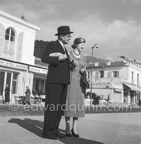 Nobel prize winning poet T.S. Eliot and his wife Valerie, newly married. Hotel du Pin Doré, Menton 1957. - Photo by Edward Quinn