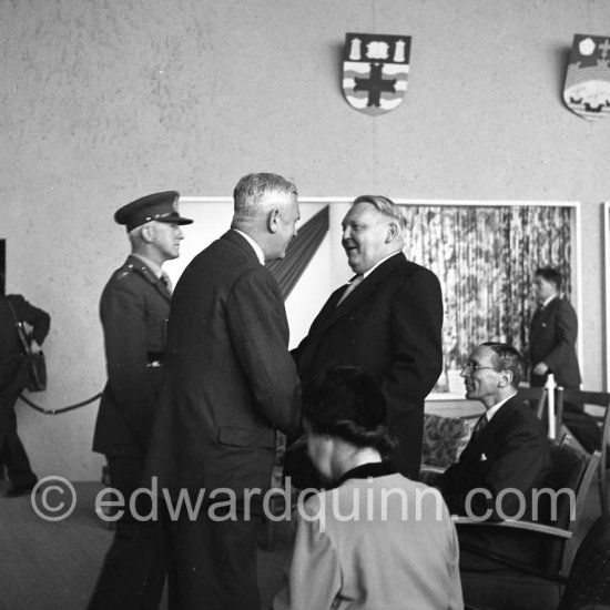 Ludwig Erhard, German Minister of Economic Affairs, Chancellor of the Federal Republic of Germany (West Germany) 1963-1966. Leading the West German postwar economic reforms and economic recovery ("Wirtschaftswunder", German for "economic miracle") and promoter of the concept of the social market economy (soziale Marktwirtschaft). At the German Industries Fair. Berlin 1952. - Photo by Edward Quinn