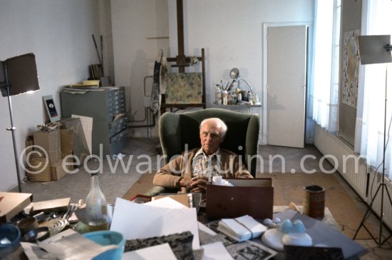 Max Ernst at his apartment, rue de Lille 19, Paris 1974. - Photo by Edward Quinn