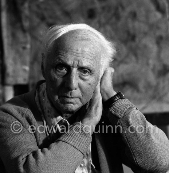 Max Ernst at his studio in Paris 1974. - Photo by Edward Quinn