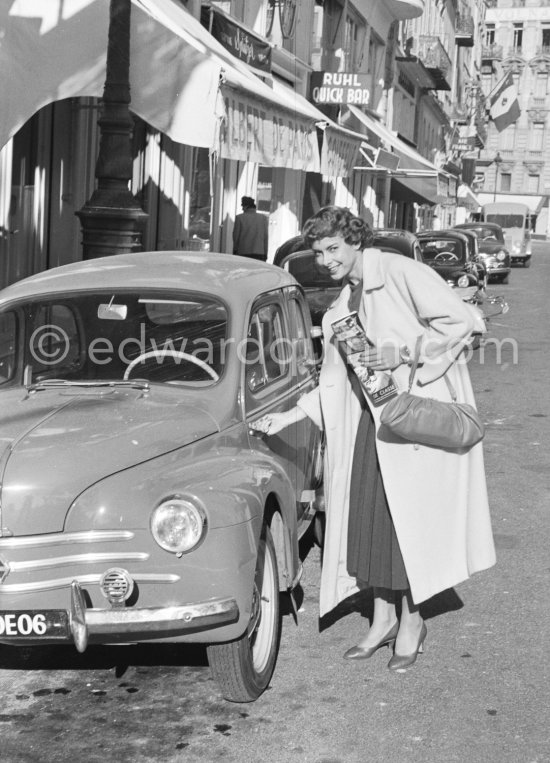 Fabienne, French model, trying career as actress. Nice 1955. Car: 1955 Renault 4CV - Photo by Edward Quinn