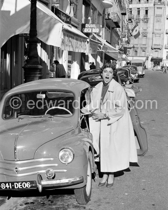 Fabienne, French model, trying career as actress. Nice 1955. Car: 1955 Renault 4CV - Photo by Edward Quinn