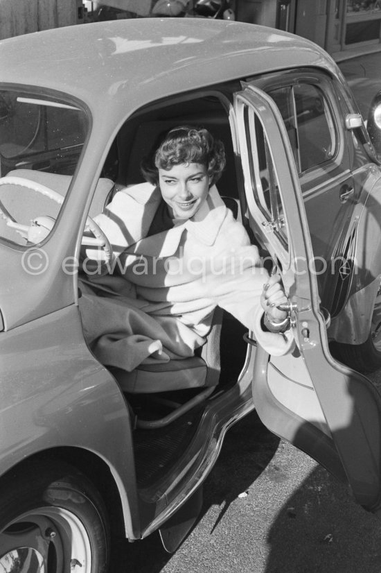 Fabienne, French model, trying career as actress. Nice 1955. Car: 1955 Renault 4CV - Photo by Edward Quinn