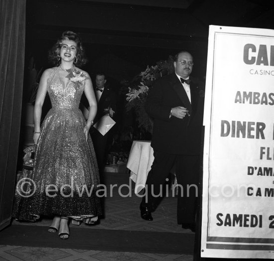 Farouk, ex King of Egypt, with Irma Minutolo, one of his last companions. "Bal de la Rose", Monte Carlo 1954. - Photo by Edward Quinn