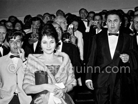 Federico Fellini and Yvonne Furneaux during the party night for the film "La Dolce Vita". Cannes Film Festival 1960. - Photo by Edward Quinn