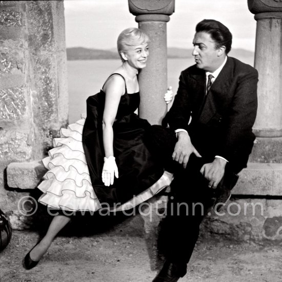 Giulietta Masina with her husband, Italian film director Federico Fellini at the Cannes Film Festival 1957. - Photo by Edward Quinn