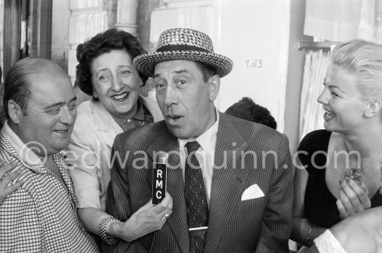 Fernandel joking around with sailors of the "Marine nationale". Cannes 1956. - Photo by Edward Quinn