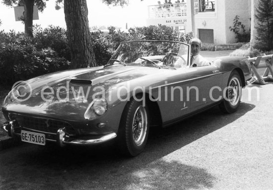 Not identified person. Ferrari 1959 Ferrari 250 GT Spyder Pinin Farina. Hotel du Cap-Eden-Roc, Antibes, France, 1959. - Photo by Edward Quinn