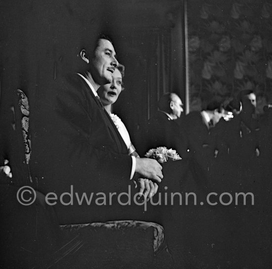 Errol Flynn and his bride Patricia Wymore. Wedding in the Mairie of Monaco-Ville 1950. - Photo by Edward Quinn