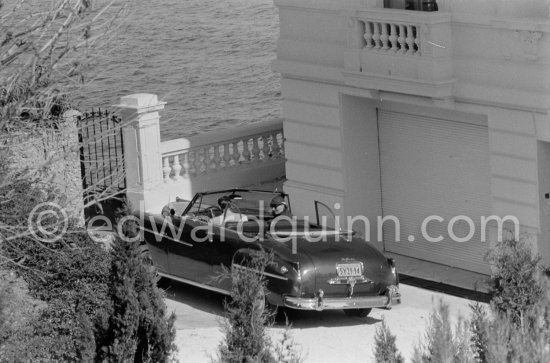 Greta Garbo, visiting Villa The Rock, before moving in. Cap d’Ail 1955. Car: De Soto Custom Convertible 1950. - Photo by Edward Quinn