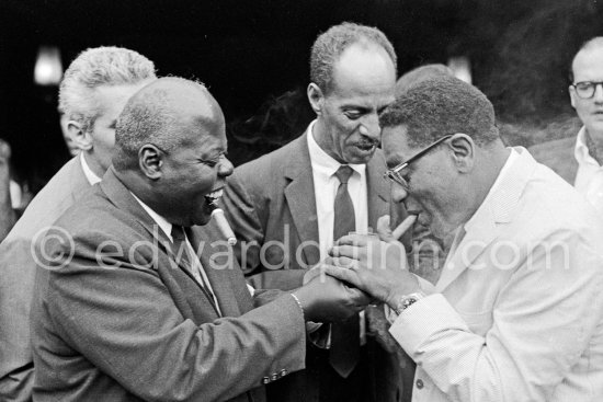 Dizzy Gillespie (right) and Teddy Buckner. Jazz Festival Cannes 1958. - Photo by Edward Quinn