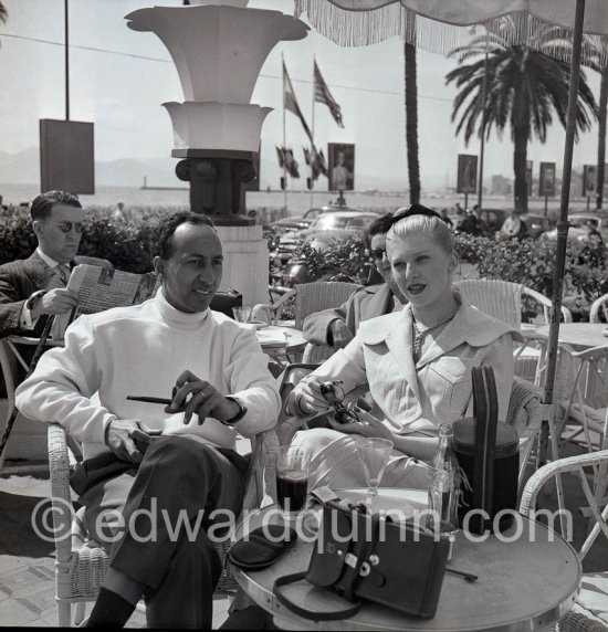 Hassan el Glaoui, Moroccan Artist, (son of Pasha of Marrakech), and his wife Evelyn. Cannes 1954. - Photo by Edward Quinn