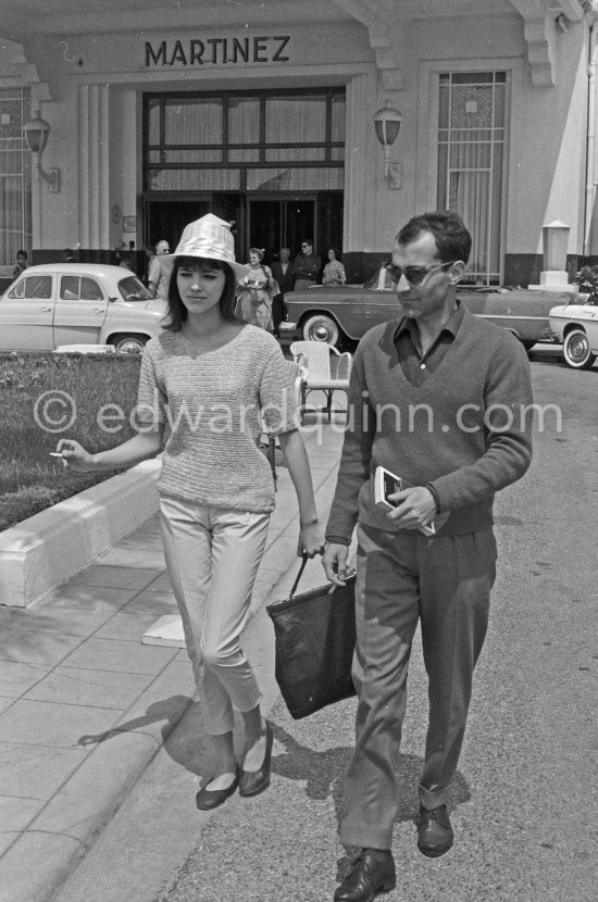 Jean-Luc Godard and Anna Karina in front of Hotel Martinez. Cannes 1960. - Photo by Edward Quinn