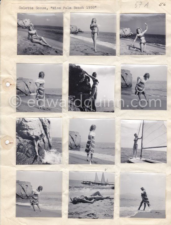 "Miss Palm Beach" Colette Gosse, Cannes 1951. Contact prints. Photos from original negatives available. - Photo by Edward Quinn