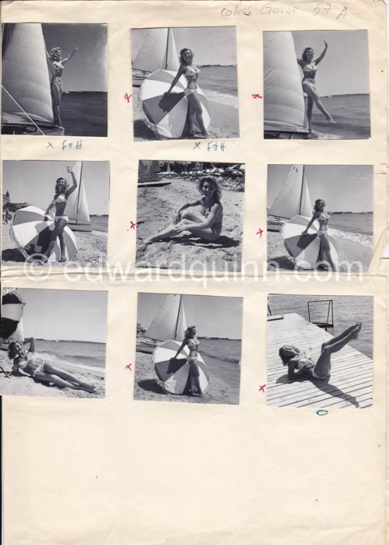 "Miss Palm Beach" Colette Gosse, Cannes 1951. Contact prints. Photos from original negatives available. - Photo by Edward Quinn