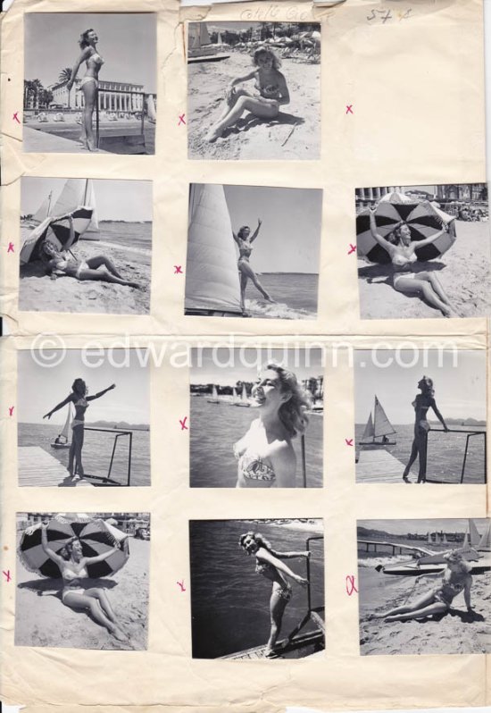 "Miss Palm Beach" Colette Gosse, Cannes 1951. Contact prints. Photos from original negatives available. - Photo by Edward Quinn