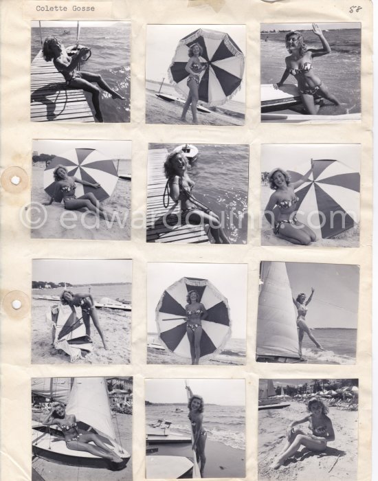 "Miss Palm Beach" Colette Gosse, Cannes 1951. Contact prints. Photos from original negatives available. - Photo by Edward Quinn