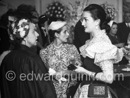 Elise Goulandris on the occasion of the marriage of Leonoidas Papagos and Anna Goulandris. Hotel du Cap-Eden-Roc 1953. - Photo by Edward Quinn