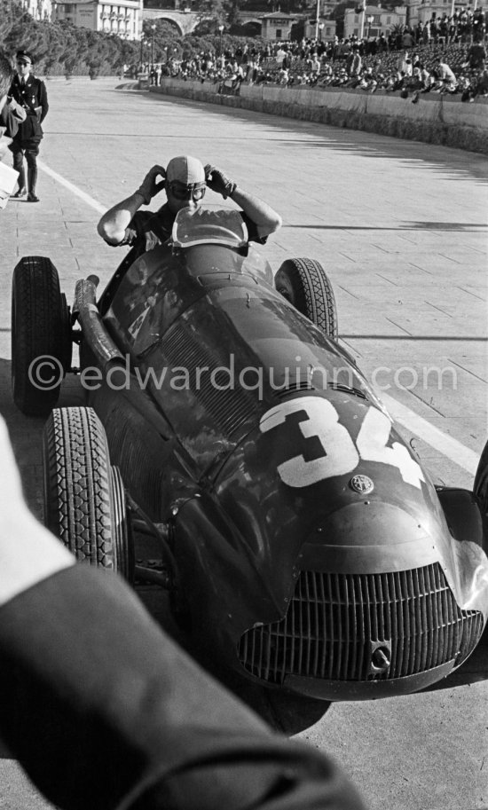 Juan Manuel Fangio, (34) Alfa Romeo 158 Alfetta, winner of the Monaco Grand Prix 1950. - Photo by Edward Quinn