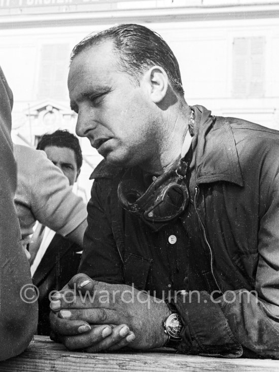 Juan Manuel Fangio, winner of the Grand Prix Automobile de Monaco 1950 on Alfa Romeo 158. - Photo by Edward Quinn