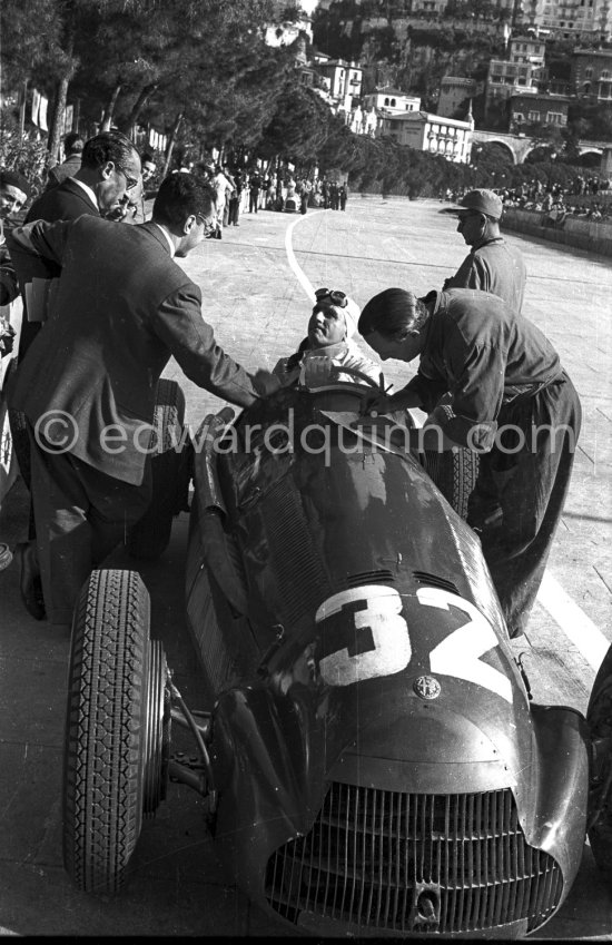 Giuseppe "Nino" Farina, (32) Alfa Romeo 158 Alfetta. Monaco Grand Prix 1950. - Photo by Edward Quinn