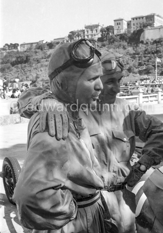 Toulo de Graffenried, (52) Maserati 4CLT, and Raymond Sommer, (42) Ferrari 125. Monaco Grand Prix 1950. - Photo by Edward Quinn