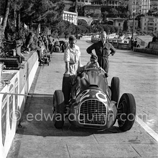 Peter Whitehead, (28) Ferrari 125. Monaco Grand Prix 1950. - Photo by Edward Quinn