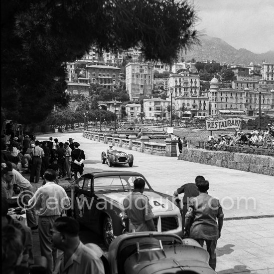 Joaquín Palacio, (54) Pegaso Z-102, 90 Stagnoli, Ferrari 225S, (62) René Cotton, Delahaye 135S. Monaco Grand Prix 1952, transformed into a race for sports cars. This was a two day event, the Sunday for the up to 2 litres (Prix de Monte Carlo), the Monday for the bigger engines, (Monaco Grand Prix). - Photo by Edward Quinn