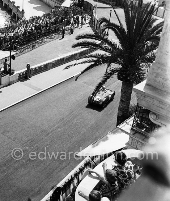 Stirling Moss, (78) Jaguar C-Type. Monaco Grand Prix 1952, transformed into a race for sports cars. This was a two day event, the Sunday for the up to 2 litres (Prix de Monte Carlo), the Monday for the bigger engines, (Monaco Grand Prix). - Photo by Edward Quinn