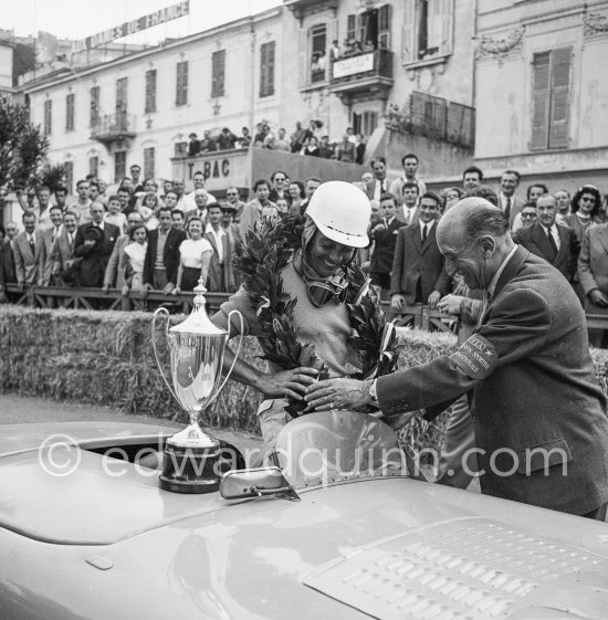 Winner of the race Comte Vittorio Marzotto, (94) Ferrari 225S. Monaco Grand Prix 1952, transformed into a race for sports cars. This was a two day event, the Sunday for the up to 2 litres (Prix de Monte Carlo), the Monday for the bigger engines, (Monaco Grand Prix). - Photo by Edward Quinn
