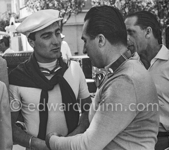 Alberto Ascari (right) and Eugenio Castellotti. Monaco Grand Prix 1955. - Photo by Edward Quinn