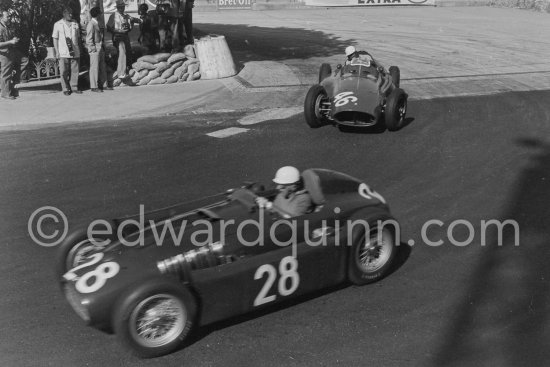 Harry Schell, (46) Ferrari 555 and Luigi Villoresi, (28), Lancia D50. Monaco Grand Prix 1955. - Photo by Edward Quinn