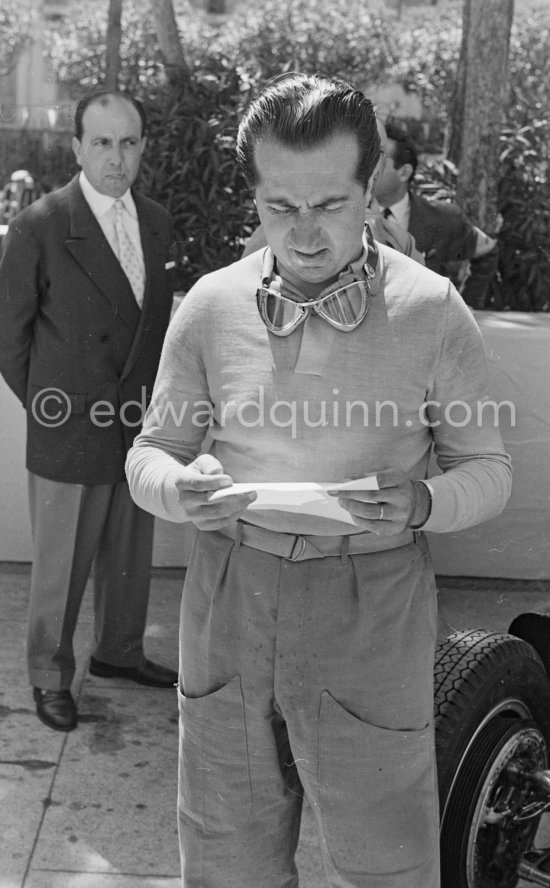 During filming of "The Racers" on the occasion of Monaco Grand Prix 1955: Alberto Ascari. Monaco Grand Prix 1955. - Photo by Edward Quinn