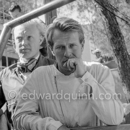 Peter Collins and Mike Hawthorn (left). Monaco Grand Prix 1957. - Photo by Edward Quinn