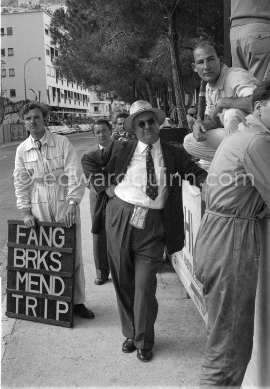 Stirling Moss and Tony Vandervell, head of the Vanwall Formula One racing team. Monaco Grand Prix 1957. - Photo by Edward Quinn