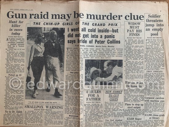 Article with Quinn\'s photos in Daily Express, Tuesday, 21.5.1957 (afterte race). Monaco Grand Prix 1957 - Photo by Edward Quinn