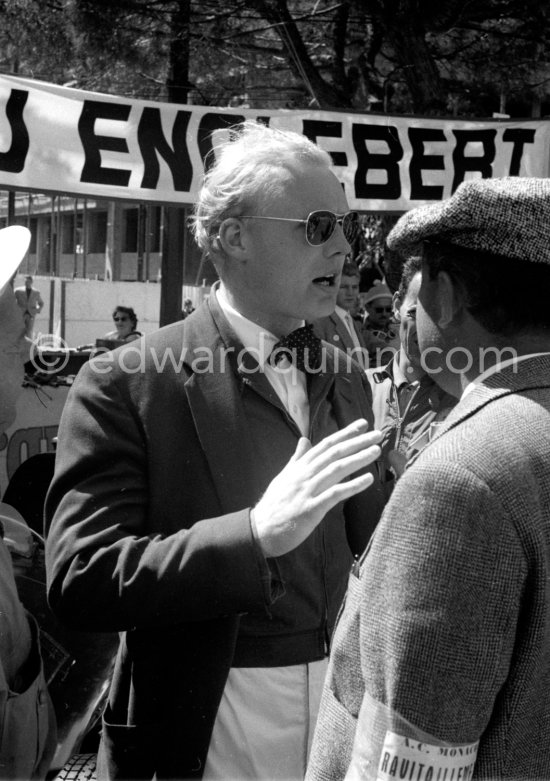 Mike Hawthorn. Hawthorn was noted for wearing a bow tie and a white shirt when racing. Monaco Grand Prix 1957. - Photo by Edward Quinn