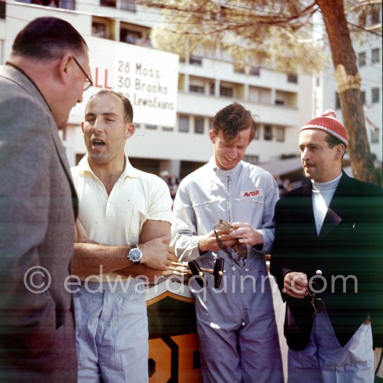 Stirling Moss, Tony Brooks and Maurice Trintignant. Monaco Grand Prix 1958. - Photo by Edward Quinn