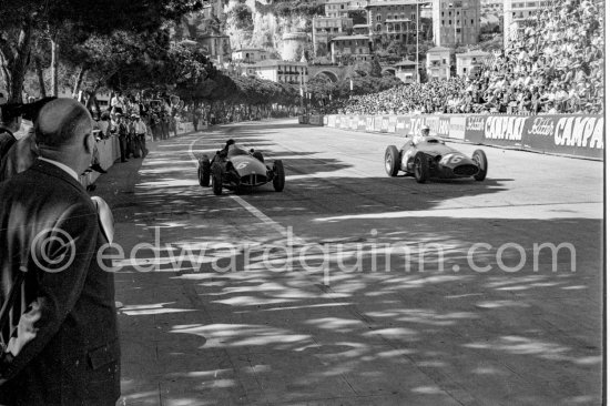 Giorgio Scarlatti, (46) Maserati 250F, Jean Behra, (6),B.R.M. P25. Monaco Grand Prix 1958. - Photo by Edward Quinn